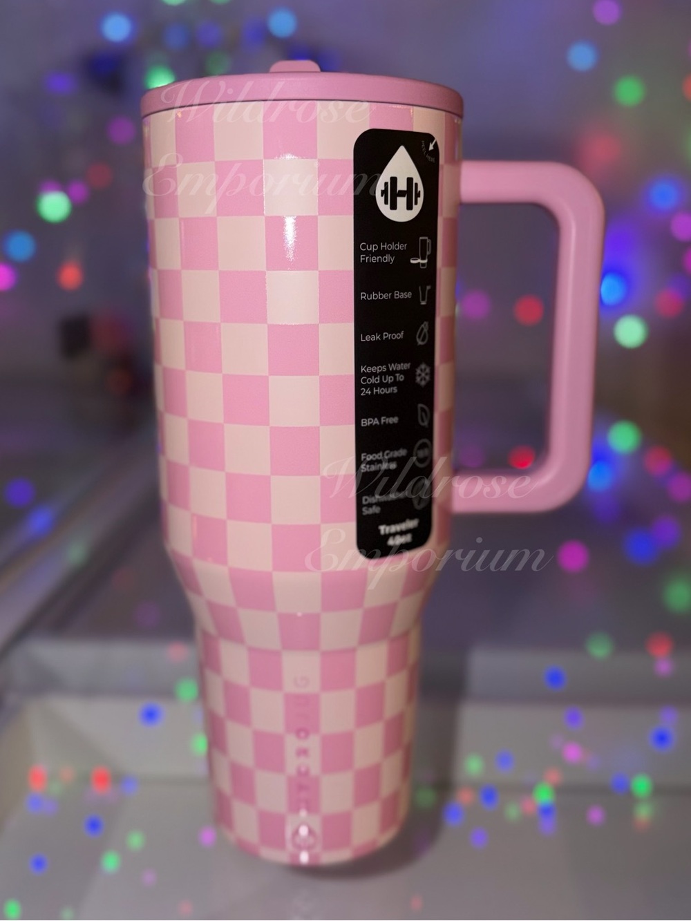HydroJug 40oz Traveler pink checkers NEW